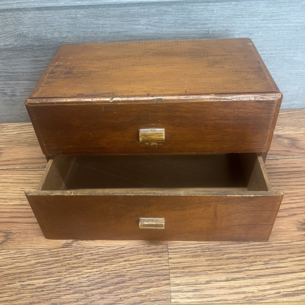Vtg J.T. Swann Tampa FL Cigar Box 2Drawer Wood Chest Storage City Council Seal